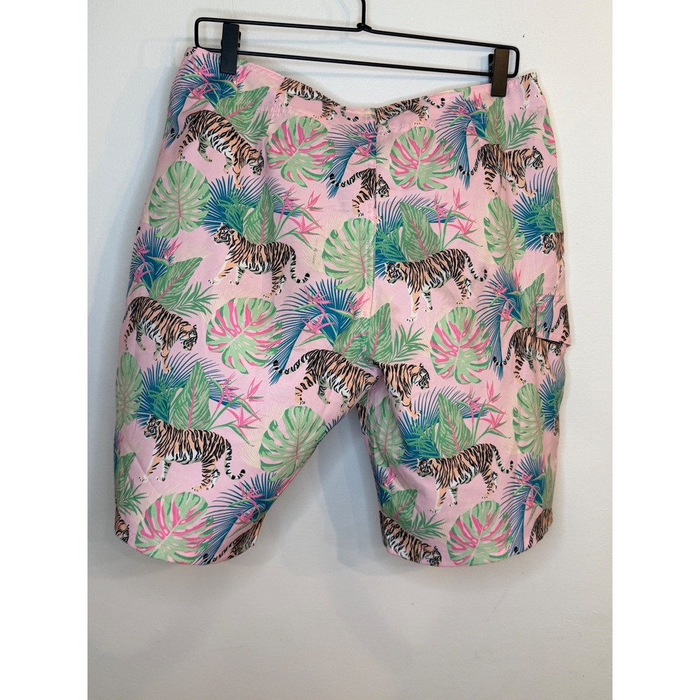Dolfin Uglies Mens Tiger Tropical Print Board Shorts Pink Size 34 - Picture 2 of 5